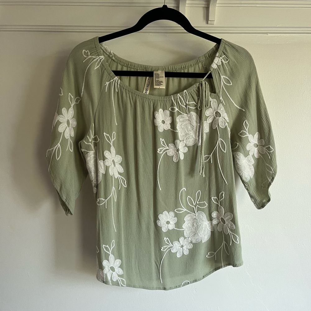 Elegant Olive Floral Blouse